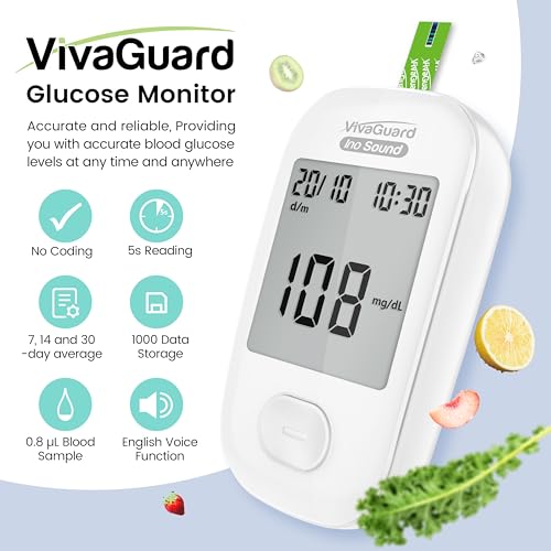 VivaGuard Talking Blood Glucose Monitor Kit, FDA-Cleared FSA&HSA Eligible VGM26