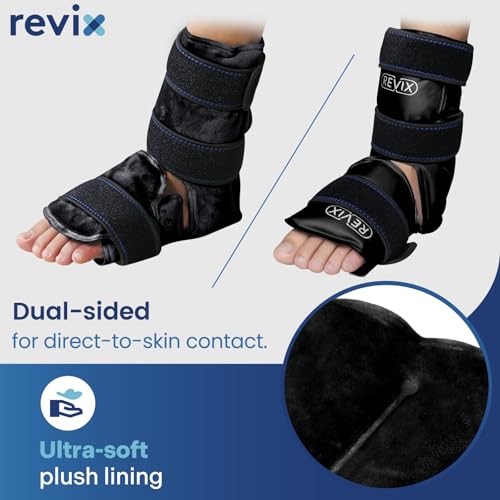 REVIX Ankle Ice Pack Wrap for Foot Pain Relief and REVIX Shin Compression Sleeve for Shin Splints