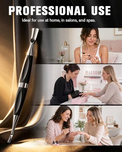 FERYES 2-in-1 Professional Cuticle Pusher & Remover Tool with Non-Slip Silicone Handle, Stainless Steel Nail Cleaner Tool for Manicure, Cuticle Remover Tool for Home & Salon Use-Black Black