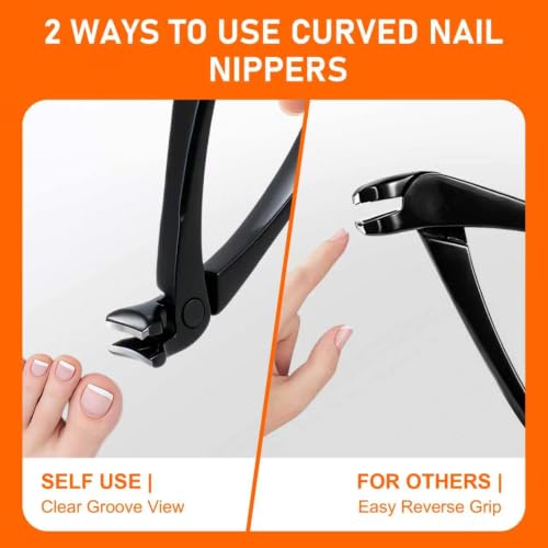 Long Handled Toenail Clippers for Seniors, Heavy Duty Toe Nail Clippers for Thick Nails for Seniors, Large Finger Nail Clippers Adult with Catcher -Black