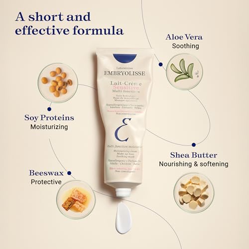 Embryolisse Lait-Crème Concentré Sensitive Face Moisturizer and Makeup Primer, Hypoallergenic Fragrance-Free Face Cream with Aloe Vera and Shea Butter 3.38 Fl Oz (Pack of 1)