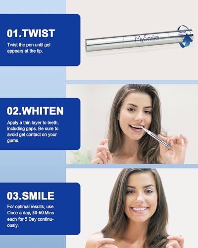 MySmile Teeth Whitening Kit for Sensitive Teeth with LED Light, 3Pcs Teeth Whitening Gel,2Pcs Teeth Whitening Pen,10 Min Non-Sensitive Fast Teeth Whitener, Powerful whitening Formula, Enamel Safe