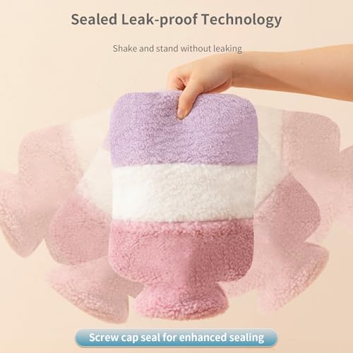 Hot Water Bottle with Soft Premium Cover, 1.5L Hot Water Bag for Menstrual Cramps, Neck and Shoulder Pain Relief, Hot and Cold Therapies, Hand Feet Warmer Brown