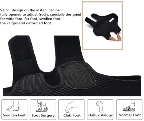JIONS Women Men Adjustable Velcr Extra Wide Shoes Swollen Feet Diabetic 10.5 X-Wide Women/8 X-Wide Men H- Breathable Black
