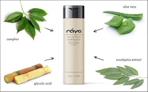 RAYA Eucalyptus Astringent with AHA 8 oz (G-207) | Exfoliating Glycolic Facial Toner for Oily and Break-Out Skin | Helps Balance pH and Dry Up Blemishes | Made with Alpha Hydroxy Acids 8 Fl Oz (Pack of 1)