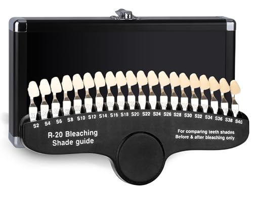 Dental Shade Guide Professional 3D R-20 Tooth Whitening Shade Chart with 20 Colors Teeth Shade Guide with Mirror