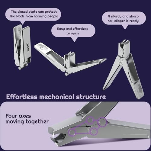 Toenail Clippers, SZQHT Foldable Nail Clippers for Thick Nails, Men, Women & Seniors – Heavy-Duty Stainless Steel German Design with Nail File,Toe Nail Clippers