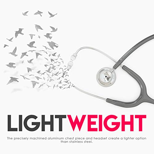 MDF Instruments Acoustica Lightweight Stethoscope for Doctors, Nurses, Students, Silver/Gray tube + MDF LUMiNiX Illuminator Medical Professional Diagnostic Penlight