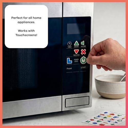 25 Premium Tactile Stickers for Blind & Visually Impaired - Appliance Identification Markers (Stove, Oven, Washing Machine) - Water Safe & Heat Resistant - Tactile Symbols (Braille)