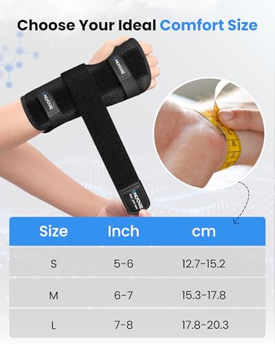 ONLYCARE FSA HSA Carpal Tunnel Wrist Brace Fit Right Hand, Adjustable Wrist Wraps Night Support, Metal Splint Stabilizer Relief Pain for Women Men, Hand Brace for Sprain, Arthritis, Tendonitis, S Black S (Wrist : 5"-6")