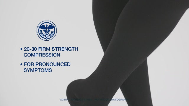 Truform 20-30 mmHg Compression Stockings for Men and Women, Thigh High Length, Dot Top, Closed Toe, Black, Medium Medium (1 Pair)