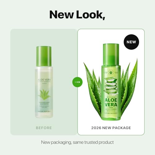 Nature Republic Mild & Moisture Aloe Vera Toner | Soothing & Hydrating Facial Toner, Lightweight Refreshing Formula, Korean Skincare (5.24 Fl Oz)