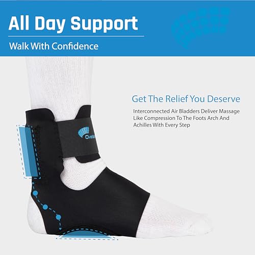 Ovation Medical Step Free Plantar Fasciitis Brace - Massage-Like Ankle Compression for Daytime Heel Pain and Plantar Fasciitis Relief - Lightweight and Low Profile (Large) Large