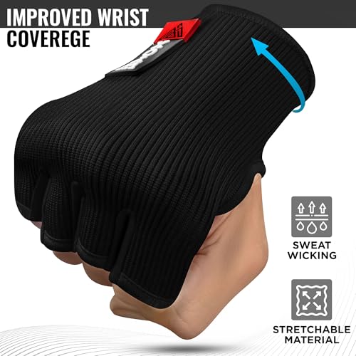 WYOX 3-in-1 Training Bundle – Boxing Inner Gloves Half Finger Quick Wraps, Adjustable Wrist Wraps for Weightlifting & Compression Ankle Brace Support for MMA, Gym, Kickboxing, Men & Women