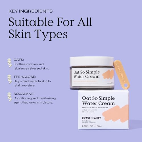 KraveBeauty Oat So Simple Water Cream for Dry, Sensitive Skin, 80 mL 2.71 Ounce (Pack of 1)
