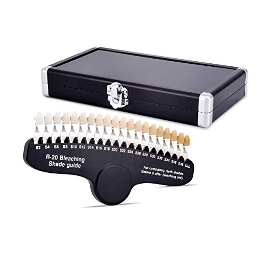 Professional 3D R-20 Teeth Whitening Shade Guide with Mirror, Classical Tooth Bleaching Shade Chart 20 Colors