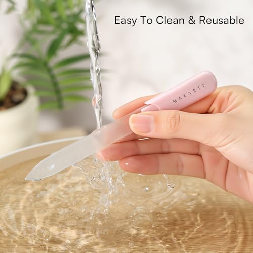 Makartt Glass Nail File for Natural Nails: Reusable Nail Care Tool, Pink