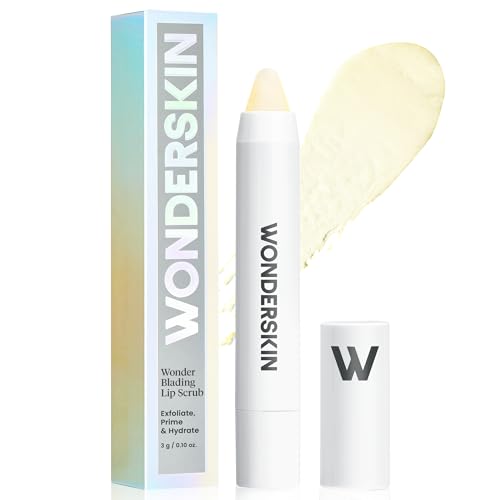 Wonderskin 3-in-1 Lip Scrub Exfoliator & Moisturizer, Lip Exfoliator Scrub, Hydrating Balm with Lip Rehab Serum Oil, Hydrating and Moisturizing (Clear)