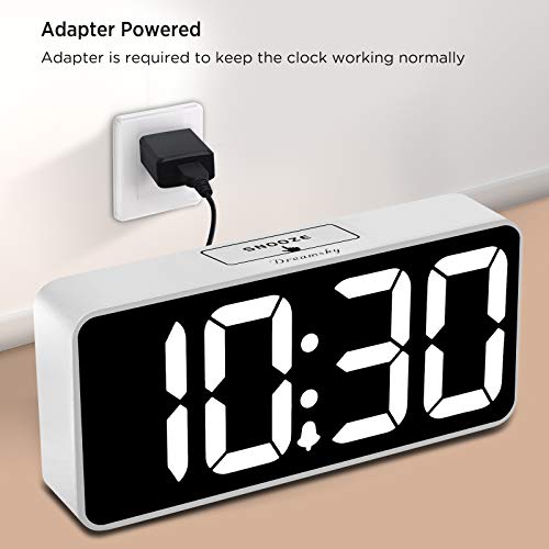 DreamSky Large Digital Alarm Clock Big Number for Seniors/Visually Impaired White Case + White Digit