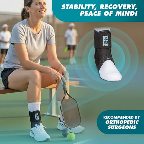 Med Spec ASO Ankle Stabilizer Lace Up Ankle Brace Sprain Support Black, MD Medium