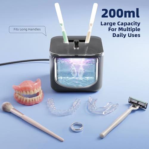 Ultrasonic Retainer Cleaner Machine for Dentures Aligners Mouth Guards BLack
