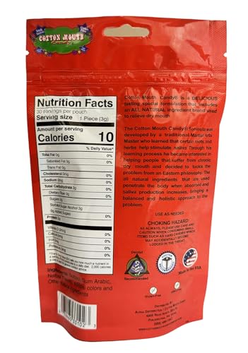 Cotton Mouth Candy Dry Mouth Relief Fruit Mix 3.3 Ounce Bag (6 Bags) | Relieves Dry Mouth & Increases Saliva Production, Sugar Free, Gluten Free, Delicious Fruit Flavor, Individually Wrapped, 30 Ct
