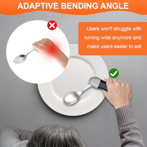 Weighted Utensils for Tremors & Parkinson's, Adaptive Eating Aids (Black) Black