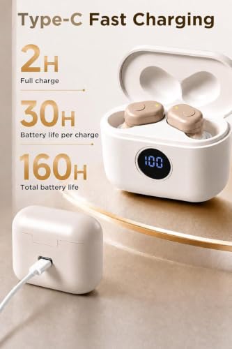 Hearing Aids for Seniors Rechargeable with Noise Cancelling Beige