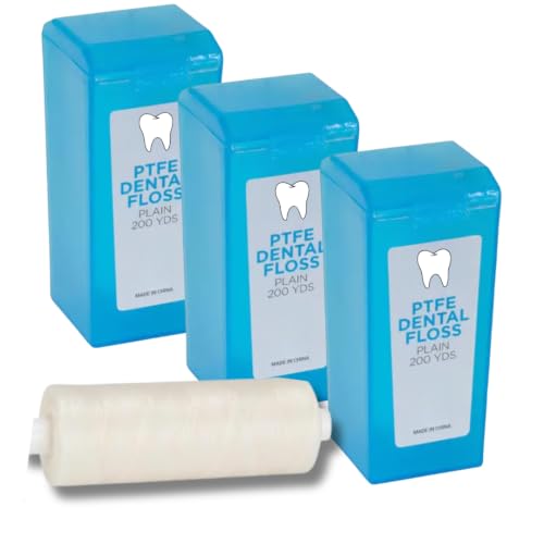 PTFE Dental Floss Bulk Spools 200 Yards, 3 Pack: Mint Flavor Mint and Unflavored Available