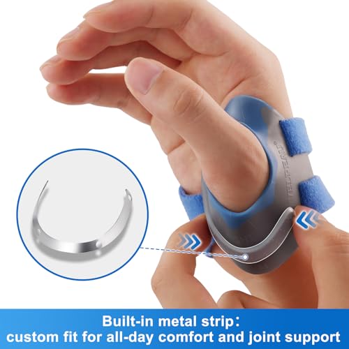 Velpeau CMC Thumb Brace for Osteoarthritis - with Shape-memory Restriction Splint, CMC Joint Stabilizer, Basal Thumb Arthritis Pain Relief and Support for Women and Men (Blue, Right Hand, Small) Blue