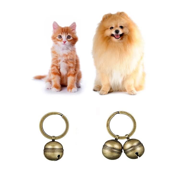 2 Strings in 4 Pieces Cat Dog Kitty Pet Collar Bells Pet Tracker Loud Brass Bell with 2x Anti-Lost ID Tube Tag for Pet Collars Necklace Potty Training, Save Birds and Wildlife Bell Bronze - BeesActive Australia