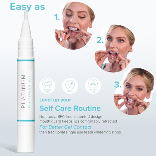 intelliWHITE Platinum Teeth Whitening Pen Kit with Mouth Guard, 14% Hydrogen Peroxide Whitening Treatment, Removes Stains, Safe for Veneers Crowns & Caps, Dentist Formulated, Made in USA