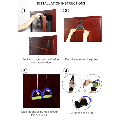 Shoulder Arm Pulley System Set - Over Door Rehab Exerciser for Home Physical Therapy Frozen Rotator Cuff Recovery and Stretching Strengthener Range of Motion A