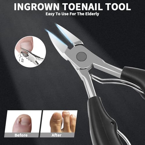 Toenail Clippers, Professional Heavy Duty Nail Clippers, 4 in 1 Stainless Steel Professional Toe Nail Clippers for Thick Toenails, Seniors Thick Toenails/Ingrown Toenail Treatment, Men and Women