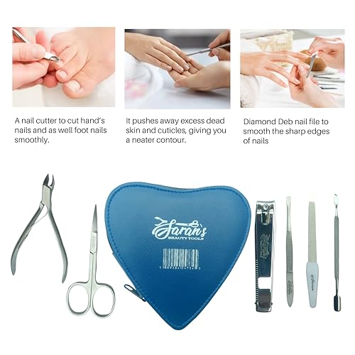 Professional 6-Piece Manicure Instruments Kit – Made with German Quality heavy-duty stainless steel, and rust-free. Grooming gift set for Men & Women