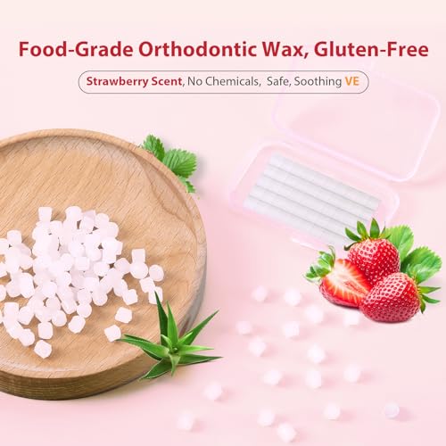 JMU 30 Pack Orthodontic Wax, Precut Braces Wax, Unscented, Mint, Strawberry Flavor
