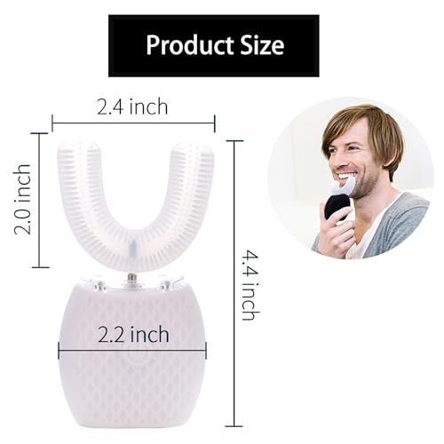 Adult Ultrasonic Automatic Toothbrush Waterproof Travel Timer White