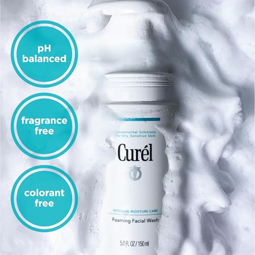 Curel Japanese Skin Care Foaming Daily Face Wash for Sensitive Skin, Hydrating Facial Cleanser for Dry Skin, pH-Balanced and Fragrance-Free, 5 Oz (Step 2 of 2-Step Skincare) 5 Fl Oz (Pack of 1)