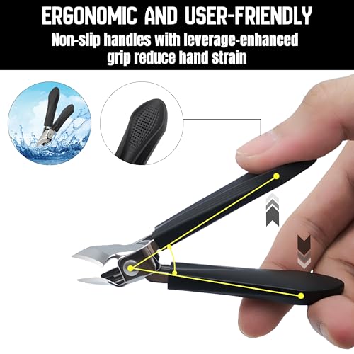 Eagle-Beak Slant Nail Clippers 3-Piece Set, Wide Mouth Design, Black