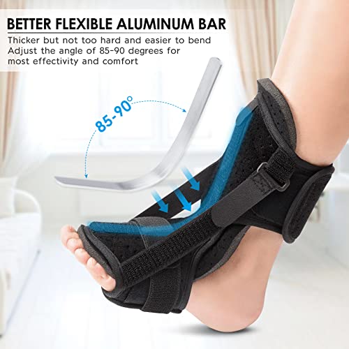 Plantar Fasciitis Night Splint: Upgraded Brace with Soft Memory Foam Pad | Ankle Brace for Plantar Fasciitis Relief Achilles Tendonitis Relief Foot Drop Heel Arch Pain Black