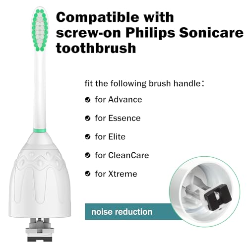 Replacement Toothbrush Heads for Philips Sonicare E-Series/Essence/Xtreme/Elite and Other Screw-on Electric Toothbrush Models, 12 Pack, Dupont Bristles 12 Count (Pack of 1)