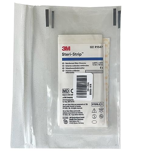 Rescue Essesntials - 3M Steri-Strip Reinforced Skin Closures (1/2 in x 4 in) - 12 Count (2 Packages of 6)