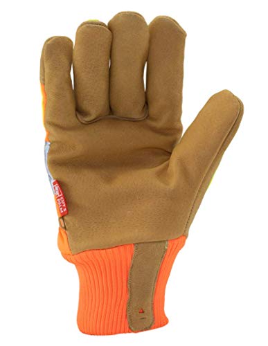 Ironclad Insulated Leather Cut A6; Winter Work Gloves, TPR Impact Protection, Machine Washable, High-Visibilty, (1 Pair), IEX-HVIP5-04-L Large (Pack of 1)