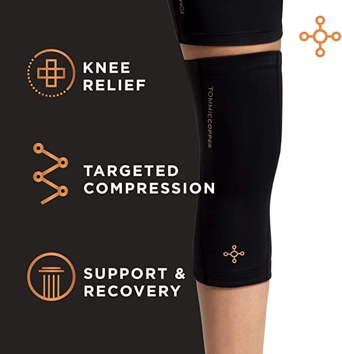 Tommie Copper Performance Compression Knee Sleeve l Knee Brace for Joint Support l Men and Women Medium Black With Tonal Stitch - BeesActive Australia