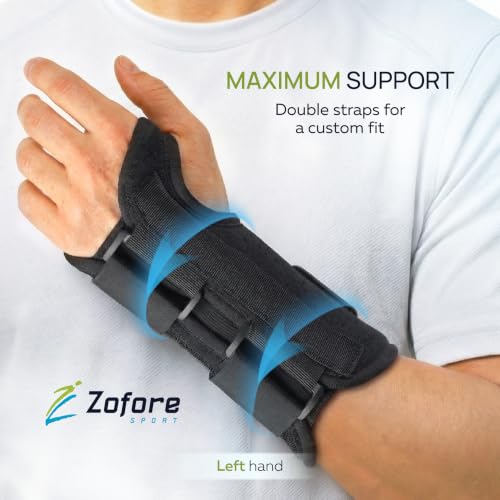 Carpal Tunnel Wrist Brace Support with 2 Straps and Metal Splint Stabilizer - Helps Relieve Tendinitis Arthritis Carpal Tunnel Pain - Reduces Recovery Time for Men Women - Left (S/M) 2 strap brace Left S/M