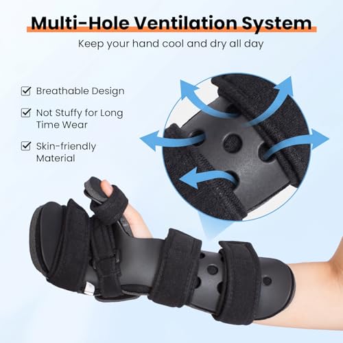 Stroke Resting Hand Splint with Finger Support - Night Immobilizer & Wrist Brace for Flexion Contractures, Carpal Tunnel, Arthritis, Stroke Recovery Pain Relief (Medium, Left Hand) Medium