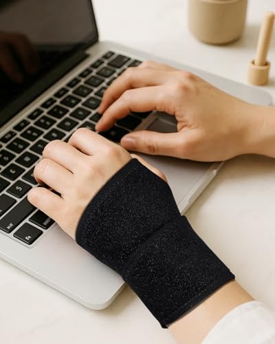 2 Pack Wrist Brace for Women & Men, Adjustable Fits Both Right & Left Hands for Night Support Tendonitis Carpal Tunnel Arthritis Lifting Arthritis Tennis Sprained Typing Sports, Black