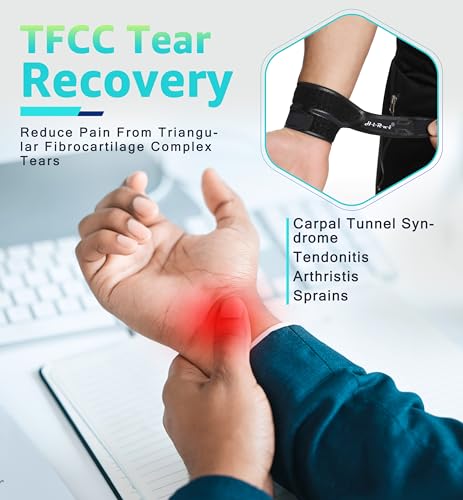 HiRui Wrist Brace Wrist Wrap for TFCC Tears, Ultra-thin Compression Wrist Strap Wrist Support for Workout Basketball Tennis Weightlifting Tendonitis Carpal Tunnel Syndrome-Adjustable (Black, 2 Pack) Black, 2 Pack