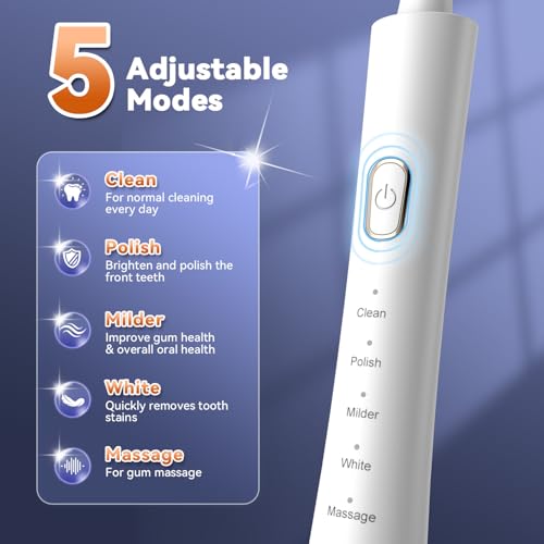 JTF Orthodontic Electric Toothbrush for Braces with 6 U-Shaped Brush Heads