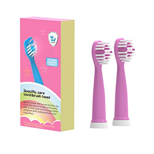 OJV 8630 Kids Sonic Electric Toothbrushes & 2 Pack Replacement Toothbrush Heads (Pink)